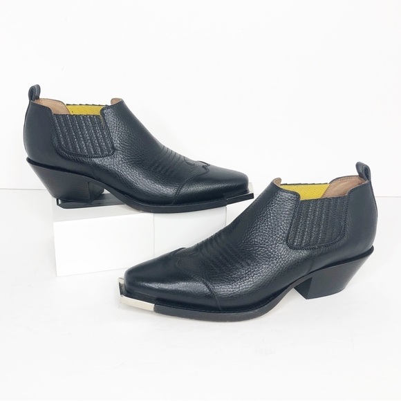 𝅺OFF White C/O Virgil Abloh size 38 Black leather, Western ankle boots - Picture 7 of 10